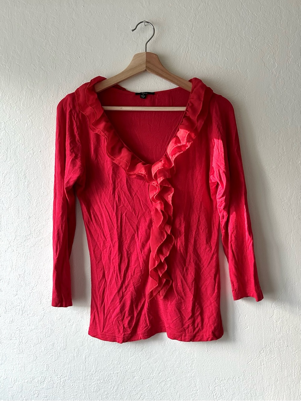 Vintage y2k 00’s milano tomato red ruffle blouse women’s medium